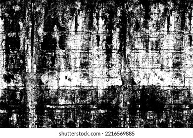 Monochrome Textur aus unregelmäßigen grafischen Elementen. Unruhestifter ungleicher brüchiger Hintergrund. Abstrakte Vektorgrafik. Overlay für interessante Wirkung und Tiefe. Einzeln auf weißem Hintergrund.