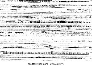 Monochrome texture composed of irregular graphic elements. Distressed uneven grunge background. Abstract vector illustration. Overlay for interesting effect and depth. Isolated on white background.