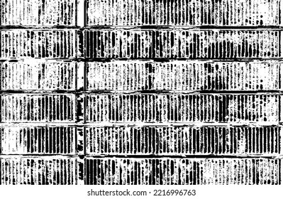 Monochrome texture composed of irregular graphic elements. Distressed uneven grunge background. Abstract vector illustration. Overlay for interesting effect and depth. Isolated on white background.