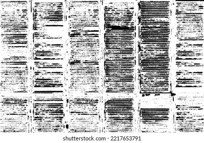 Monochrome Textur aus unregelmäßigen grafischen Elementen. Unruhestifter ungleicher brüchiger Hintergrund. Abstrakte Vektorgrafik. Overlay für interessante Wirkung und Tiefe. Einzeln auf weißem Hintergrund.