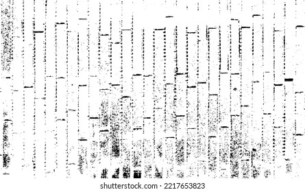 Monochrome texture composed of irregular graphic elements. Distressed uneven grunge background. Abstract vector illustration. Overlay for interesting effect and depth. Isolated on white background.