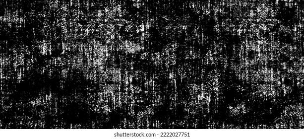 Monochrome texture composed of irregular graphic elements. Distressed uneven grunge background. Abstract vector illustration. Overlay for interesting effect and depth. Isolated on white background.