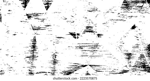 Monochrome Textur aus unregelmäßigen grafischen Elementen. Unruhestifter ungleicher brüchiger Hintergrund. Abstrakte Vektorgrafik. Overlay für interessante Wirkung und Tiefe. Einzeln auf weißem Hintergrund.