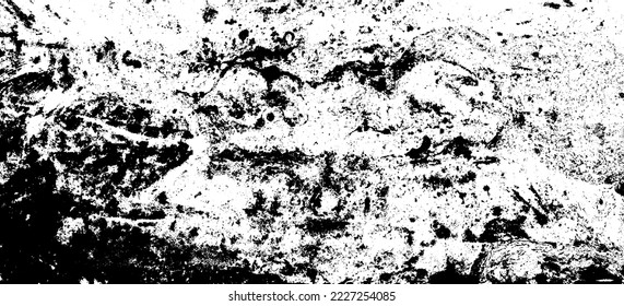 Monochrome texture composed of irregular graphic elements. Distressed uneven grunge background. Abstract vector illustration. Overlay for interesting effect and depth. Isolated on white background.