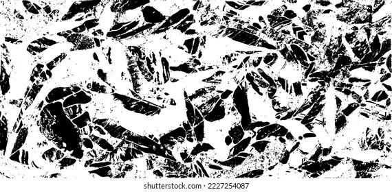 Textura monocroma compuesta de elementos gráficos irregulares. Antecedentes desiguales. Ilustración del vector abstracto. Superposición para el efecto interesante y la profundidad. Aislado sobre fondo blanco.