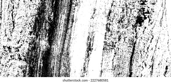 Monochrome texture composed of irregular graphic elements. Distressed uneven grunge background. Abstract vector illustration. Overlay for interesting effect and depth. Isolated on white background.