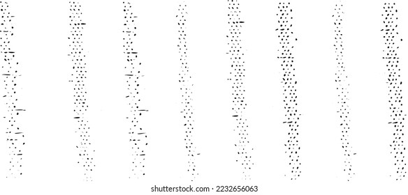 Monochrome texture composed of irregular graphic elements. Distressed uneven grunge background. Abstract vector illustration. Overlay for interesting effect and depth. Isolated on white background.