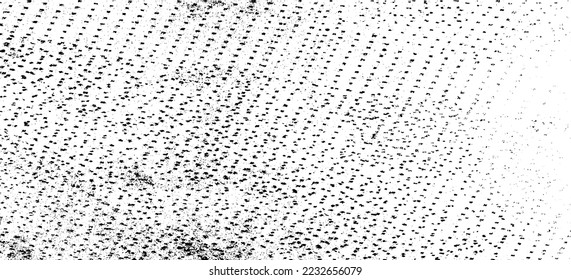 Monochrome texture composed of irregular graphic elements. Distressed uneven grunge background. Abstract vector illustration. Overlay for interesting effect and depth. Isolated on white background.