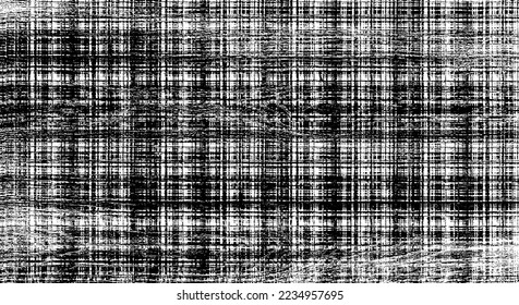 Monochrome texture composed of irregular graphic elements. Distressed uneven grunge background. Abstract vector illustration. Overlay for interesting effect and depth. Isolated on white background.