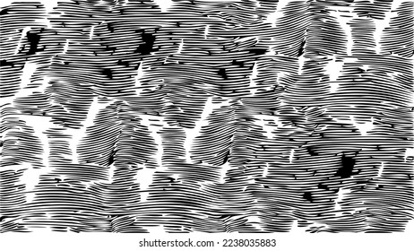 Monochrome texture composed of irregular graphic elements. Distressed uneven grunge background. Abstract vector illustration. Overlay for interesting effect and depth. Isolated on white background.