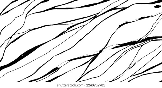 Monochrome texture composed of irregular graphic elements. Distressed uneven grunge background. Abstract vector illustration. Overlay for interesting effect and depth. Isolated on white background.