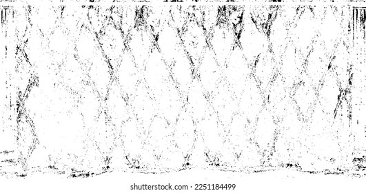 Monochrome texture composed of irregular graphic elements. Distressed uneven grunge background. Abstract vector illustration. Overlay for interesting effect and depth. Isolated on white background.