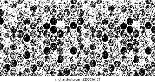 Monochrome texture composed of irregular graphic elements. Distressed uneven grunge background. Abstract vector illustration. Overlay for interesting effect and depth. Isolated on white background.