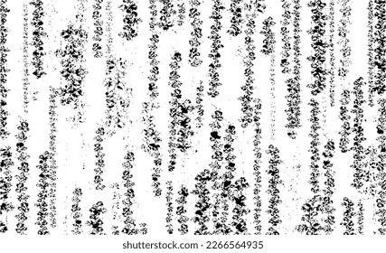 Monochrome Textur aus unregelmäßigen grafischen Elementen. Unruhestifter ungleicher brüchiger Hintergrund. Abstrakte Vektorgrafik. Overlay für interessante Wirkung und Tiefe. Einzeln auf weißem Hintergrund.