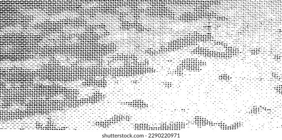 Monochrome texture composed of irregular graphic elements. Distressed uneven grunge background. Abstract vector illustration. Overlay for interesting effect and depth. Isolated on white background.