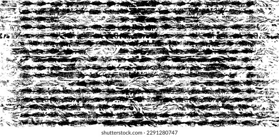 Monochrome texture composed of irregular graphic elements. Distressed uneven grunge background. Abstract vector illustration. Overlay for interesting effect and depth. Isolated on white background.