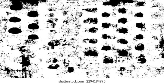 Monochrome Textur aus unregelmäßigen grafischen Elementen. Unruhestifter ungleicher brüchiger Hintergrund. Abstrakte Vektorgrafik. Overlay für interessante Wirkung und Tiefe. Einzeln auf weißem Hintergrund.