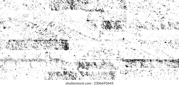 Monochrome texture composed of irregular graphic elements. Distressed uneven grunge background. Abstract vector illustration. Overlay for interesting effect and depth. Isolated on white background.