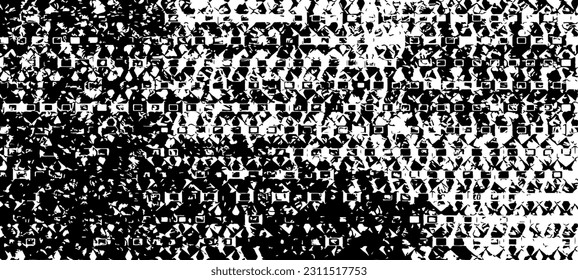 Textura monocroma compuesta de elementos gráficos irregulares. Antecedentes desiguales. Ilustración del vector abstracto. Superposición para el efecto interesante y la profundidad. Aislado sobre fondo blanco.