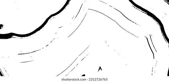 Monochrome texture composed of irregular graphic elements. Distressed uneven grunge background. Abstract vector illustration. Overlay for interesting effect and depth. Isolated on white background.