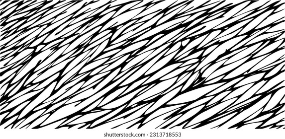 Monochrome texture composed of irregular graphic elements. Distressed uneven grunge background. Abstract vector illustration. Overlay for interesting effect and depth. Isolated on white background.
