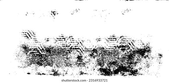 Textura monocroma compuesta de elementos gráficos irregulares. Antecedentes desiguales. Ilustración del vector abstracto. Superposición para el efecto interesante y la profundidad. Aislado sobre fondo blanco.
