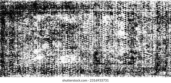 Monochrome texture composed of irregular graphic elements. Distressed uneven grunge background. Abstract vector illustration. Overlay for interesting effect and depth. Isolated on white background.