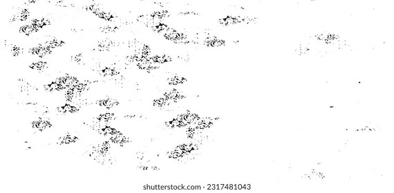 Monochrome texture composed of irregular graphic elements. Distressed uneven grunge background. Abstract vector illustration. Overlay for interesting effect and depth. Isolated on white background.