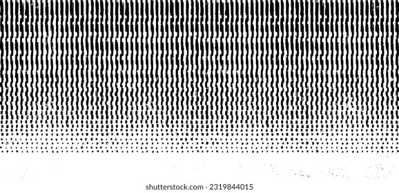 Monochrome texture composed of irregular graphic elements. Distressed uneven grunge background. Abstract vector illustration. Overlay for interesting effect and depth. Isolated on white background.
