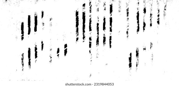 Monochrome texture composed of irregular graphic elements. Distressed uneven grunge background. Abstract vector illustration. Overlay for interesting effect and depth. Isolated on white background.