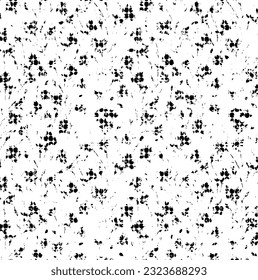 Monochrome texture composed of irregular graphic elements. Distressed uneven grunge background. Abstract vector illustration. Overlay for interesting effect and depth. Isolated on white background.