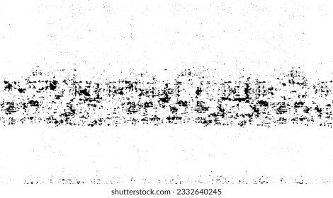 Monochrome texture composed of irregular graphic elements. Distressed uneven grunge background. Abstract vector illustration. Overlay for interesting effect and depth. Isolated on white background.