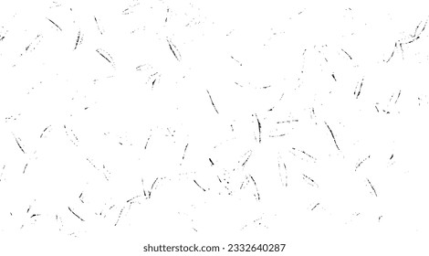 Monochrome texture composed of irregular graphic elements. Distressed uneven grunge background. Abstract vector illustration. Overlay for interesting effect and depth. Isolated on white background.