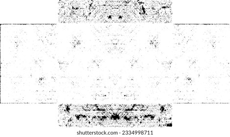 Monochrome texture composed of irregular graphic elements. Distressed uneven grunge background. Abstract vector illustration. Overlay for interesting effect and depth. Isolated on white background.
