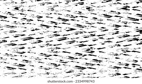 Monochrome texture composed of irregular graphic elements. Distressed uneven grunge background. Abstract vector illustration. Overlay for interesting effect and depth. Isolated on white background.