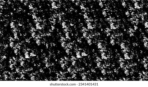 Monochrome texture composed of irregular graphic elements. Distressed uneven grunge background. Abstract vector illustration. Overlay for interesting effect and depth. Isolated on white background.
