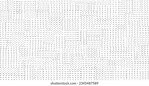Monochrome texture composed of irregular graphic elements. Distressed uneven grunge background. Abstract vector illustration. Overlay for interesting effect and depth. Isolated on white background.