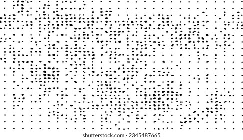 Monochrome texture composed of irregular graphic elements. Distressed uneven grunge background. Abstract vector illustration. Overlay for interesting effect and depth. Isolated on white background.