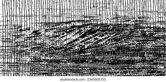Monochrome Textur aus unregelmäßigen grafischen Elementen. Unruhestifter ungleicher brüchiger Hintergrund. Abstrakte Vektorgrafik. Overlay für interessante Wirkung und Tiefe. Einzeln auf weißem Hintergrund.