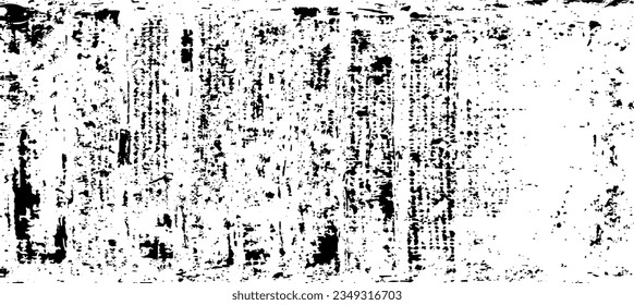 Monochrome texture composed of irregular graphic elements. Distressed uneven grunge background. Abstract vector illustration. Overlay for interesting effect and depth. Isolated on white background.
