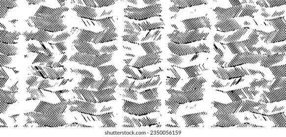 Textura monocroma compuesta de elementos gráficos irregulares. Antecedentes desiguales. Ilustración del vector abstracto. Superposición para el efecto interesante y la profundidad. Aislado sobre fondo blanco.