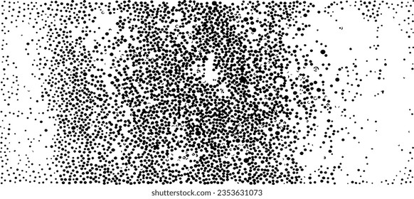 Monochrome texture composed of irregular graphic elements. Distressed uneven grunge background. Abstract vector illustration. Overlay for interesting effect and depth. Isolated on white background.