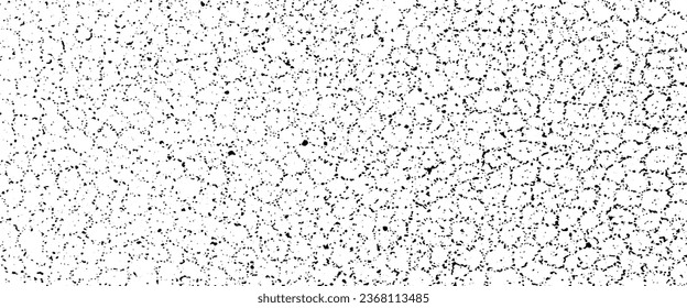 Monochrome texture composed of irregular graphic elements. Distressed uneven grunge background. Abstract vector illustration. Overlay for interesting effect and depth. Isolated on white background.
