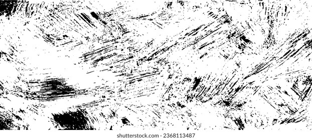 Monochrome texture composed of irregular graphic elements. Distressed uneven grunge background. Abstract vector illustration. Overlay for interesting effect and depth. Isolated on white background.