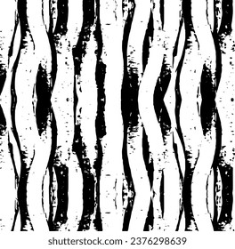 Monochrome texture composed of irregular graphic elements. Distressed uneven grunge background. Abstract vector illustration. Overlay for interesting effect and depth. Isolated on white background.