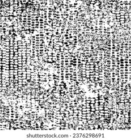Monochrome texture composed of irregular graphic elements. Distressed uneven grunge background. Abstract vector illustration. Overlay for interesting effect and depth. Isolated on white background.