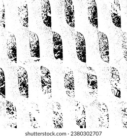 Monochrome texture composed of irregular graphic elements. Distressed uneven grunge background. Abstract vector illustration. Overlay for interesting effect and depth. Isolated on white background.
