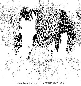 Monochrome texture composed of irregular graphic elements. Distressed uneven grunge background. Abstract vector illustration. Overlay for interesting effect and depth. Isolated on white background.