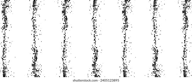 Monochrome texture composed of irregular graphic elements. Distressed uneven grunge background. Abstract vector illustration. Overlay for interesting effect and depth. Isolated on white background.