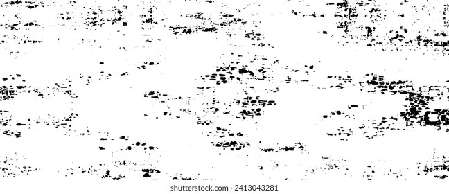 Monochrome texture composed of irregular graphic elements. Distressed uneven grunge background. Abstract vector illustration. Overlay for interesting effect and depth. Isolated on white background.